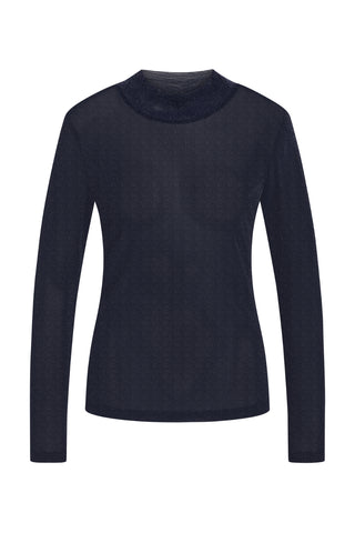 Roll Neck Blouse - Dark Blue