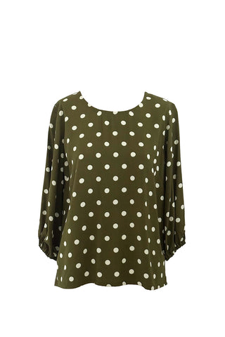 Athena Blouse - Olive Spot