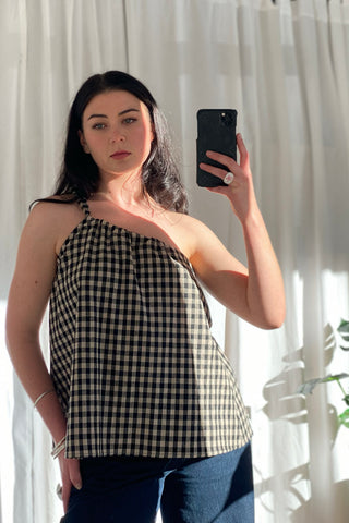 Arcadia Top - Black/Beige Check