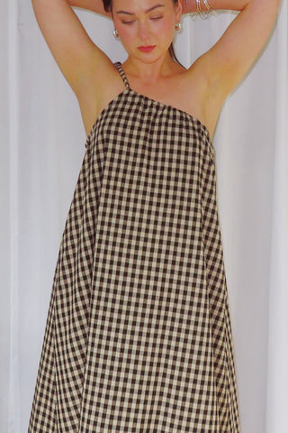 Arcadia Dress - Black/Beige Check