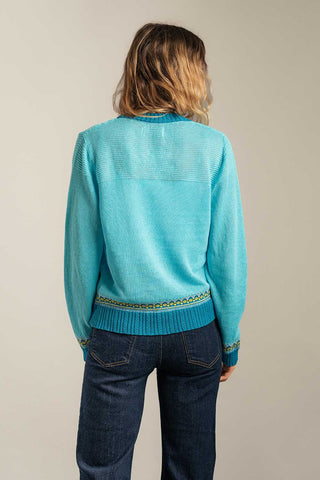 Stichill V Neck Cardigan - Turquoise