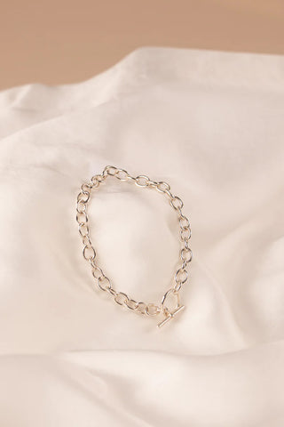 Cable Chain Fob Bracelet - Sterling Silver