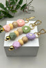 Flower & Wood Bead Keychain