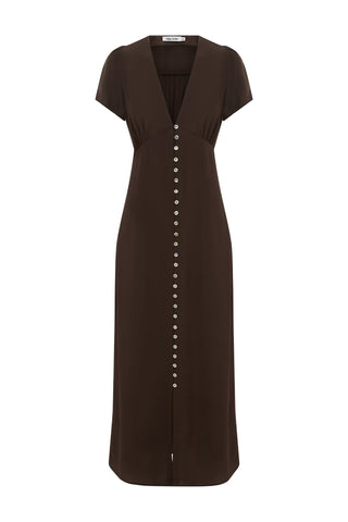 Button-Through Cap-Sleeve Dress - Ciocco.