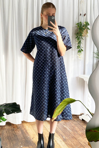 Olympia Dress - Midnight Blue Spot