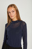 Roll Neck Blouse - Dark Blue