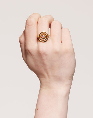 Spiral Ring Set - Gold Plate with Peridot