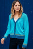 Stichill V Neck Cardigan - Turquoise