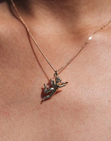 Cherub Charm Necklace - Sterling Silver