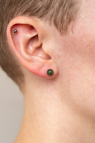 Jade/Sterling Silver Studs - 6mm