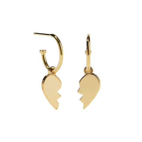 Broken Heart Signature Hoops - Gold Plated