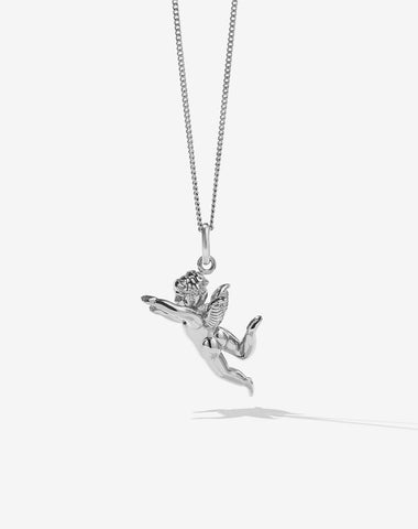 Cherub Charm Necklace - Sterling Silver