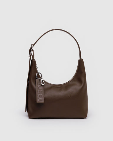 Mini Recycled Leather Shoulder Bag - Brown