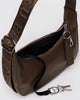 Small Leather Crescent Bag - Brown