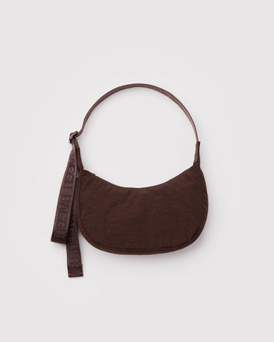 Small Nylon Crescent Bag - Coffee