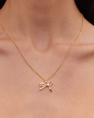 Bow Charm Necklace - Gold Plate