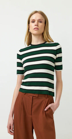 Stripey Top - Bottle Green