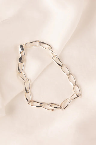 Long Diamond Cut Curb Bracelet - Sterling Silver