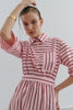 Mad Hatters Midi Dress - Red/Pink Pinstripe Pop