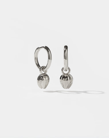 Tulip Charm Earrings - Silver