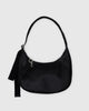 Medium Recycled Leather Crescent Bag - Black