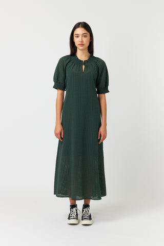 Sheer Check Dress - Forest
