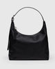 Recycled Leather Shoulder Bag - Black