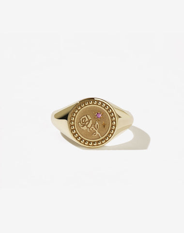 Amulet Love Signet Ring - Gold Plated - Pink Sapphire