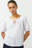 Cross Stitched Top - White