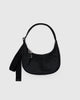 Small  Leather Crescent Bag - Black