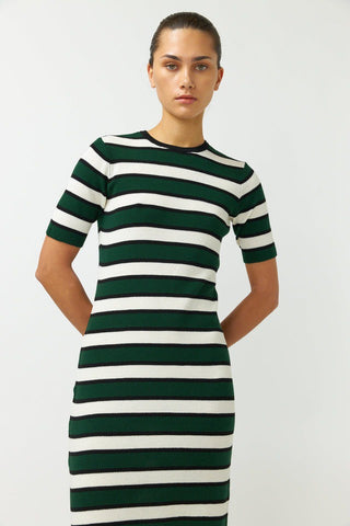 Stripey Dress - Bottle Green