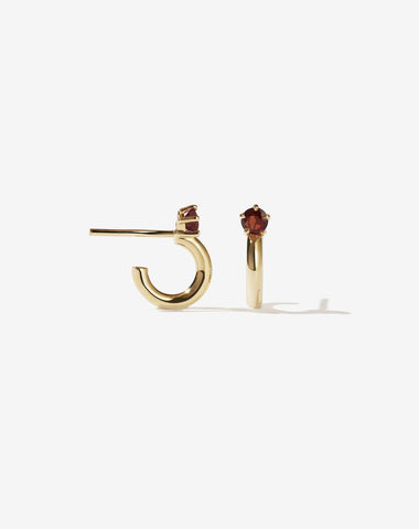 Bisous Hoop Earring - 9ct Gold with Thai Garnet