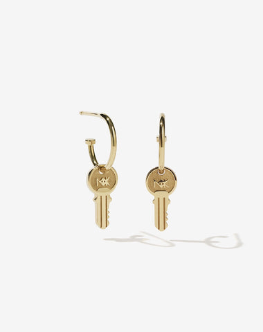 Key Signature Hoops - Gold Plated