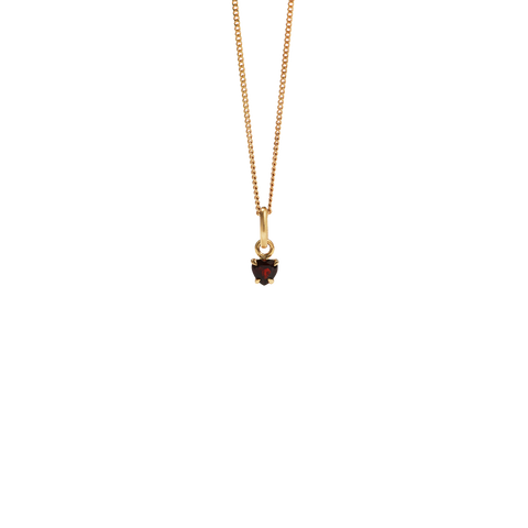 Micro Heart Jewel Necklace - Gold Plated with Thai Garnet