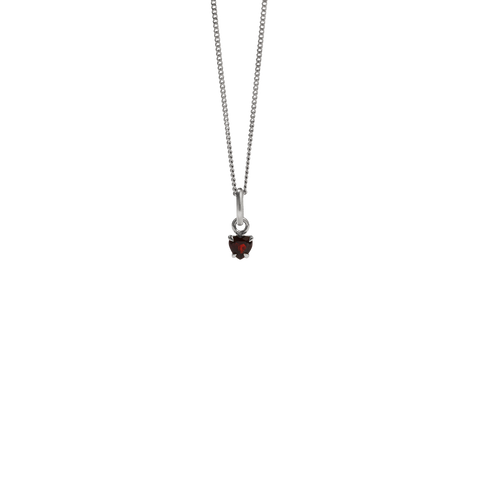 Micro Heart Jewel Necklace - Sterling Silver with Thai Garnet