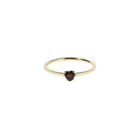 Micro Heart Jewel Ring - 9ct Gold with Thai Garnet